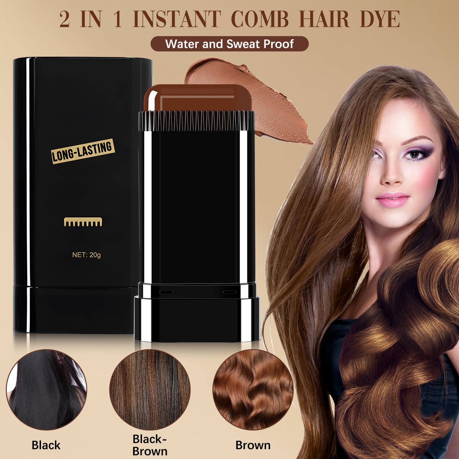Hair Color Stick provides precise gray coverage with built-in comb.