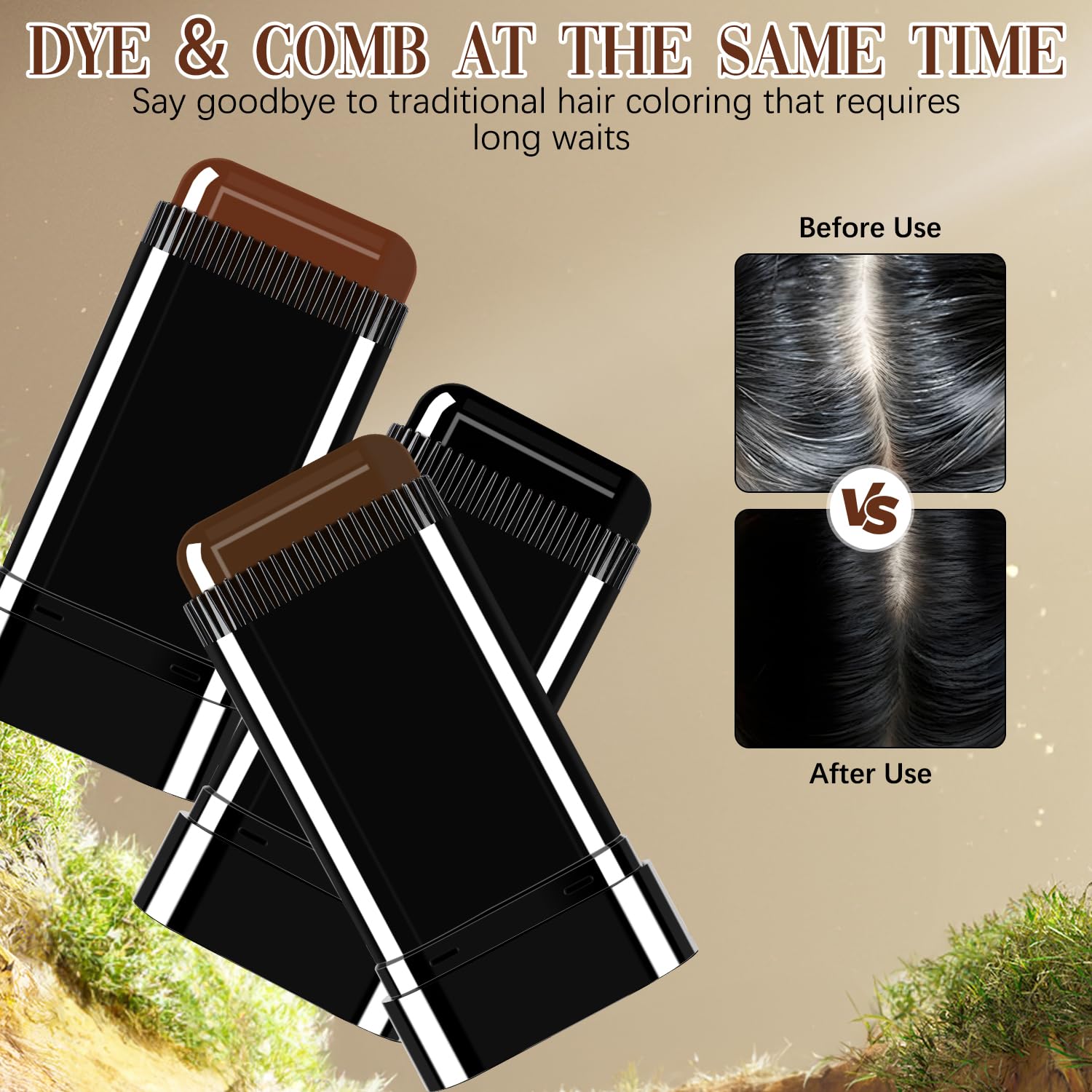 Natural pigment Hair Color Stick for gentle, subtle color application.