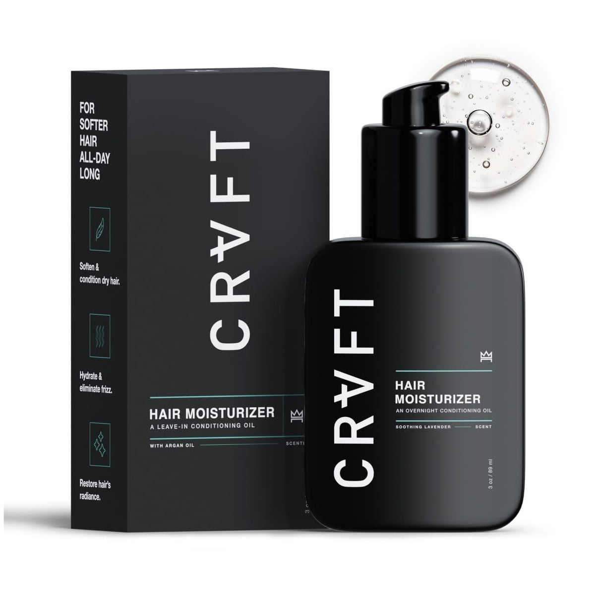 Hair Craft Co CRVFT bottle-open pour demonstrates effortless daily hydration for hair.