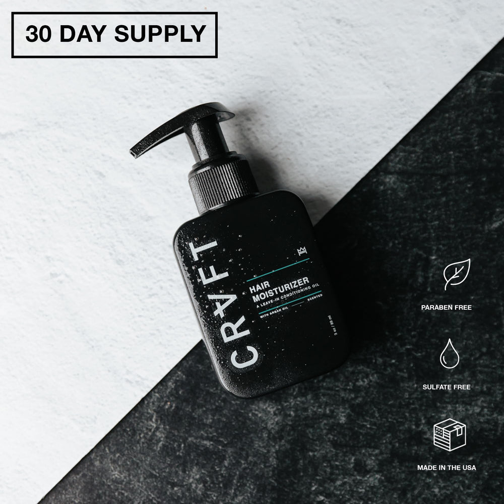 Hair Craft Co CRVFT pump-dispense demonstrates controlled application for easy grooming.