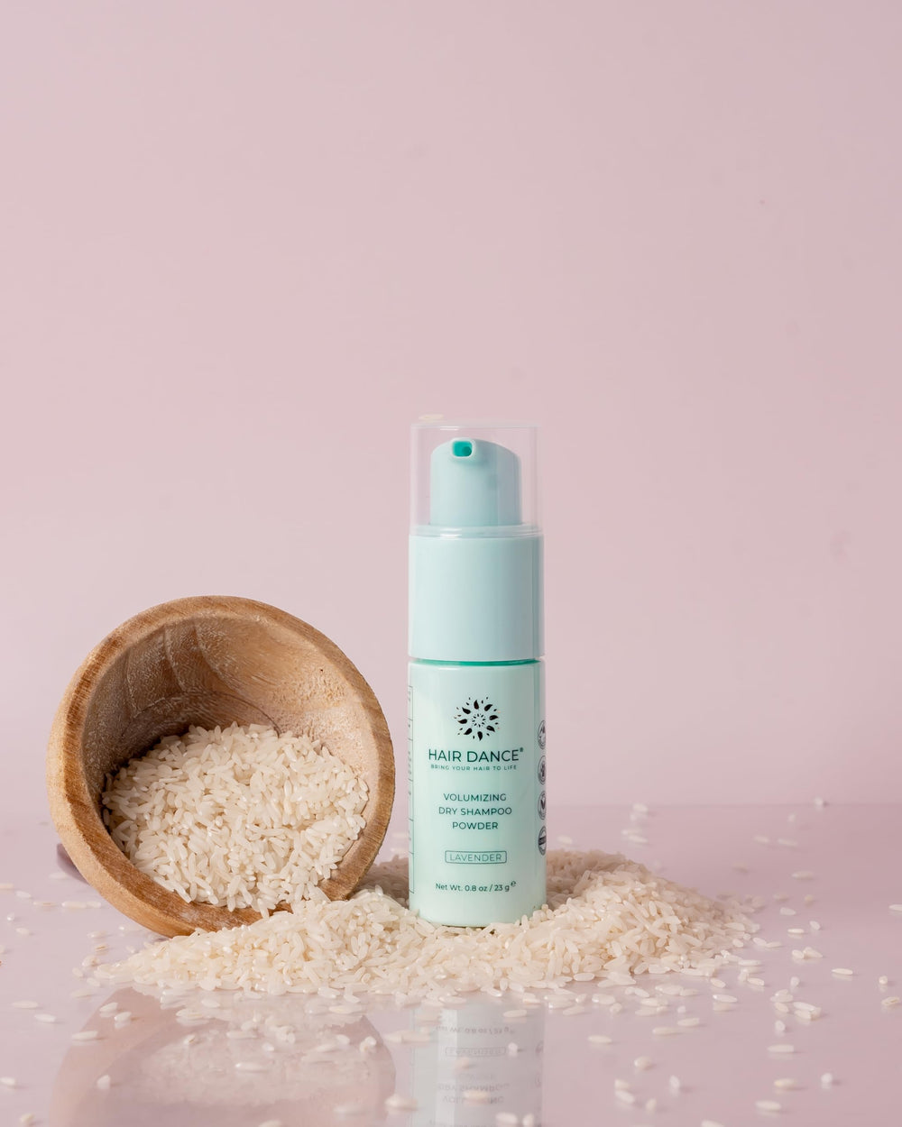 Hair Dance dry shampoo powder lavender scent delivers calming aroma during quick refresh.