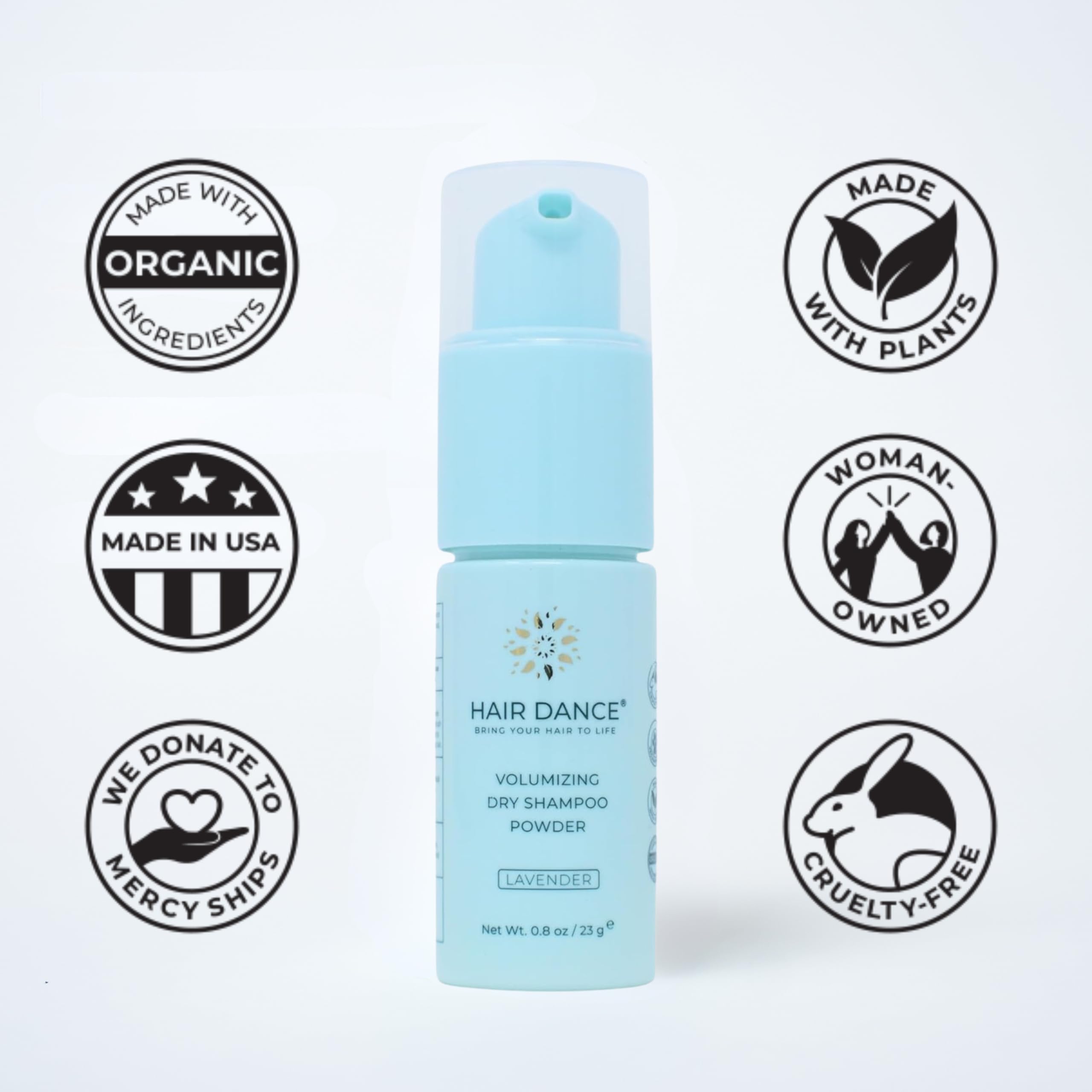 Hair Dance dry shampoo powder volume boost for styled hair after workouts.