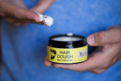 Hair Dough Styling Clay jar closeup — texture-rich paste with easy wash-out.