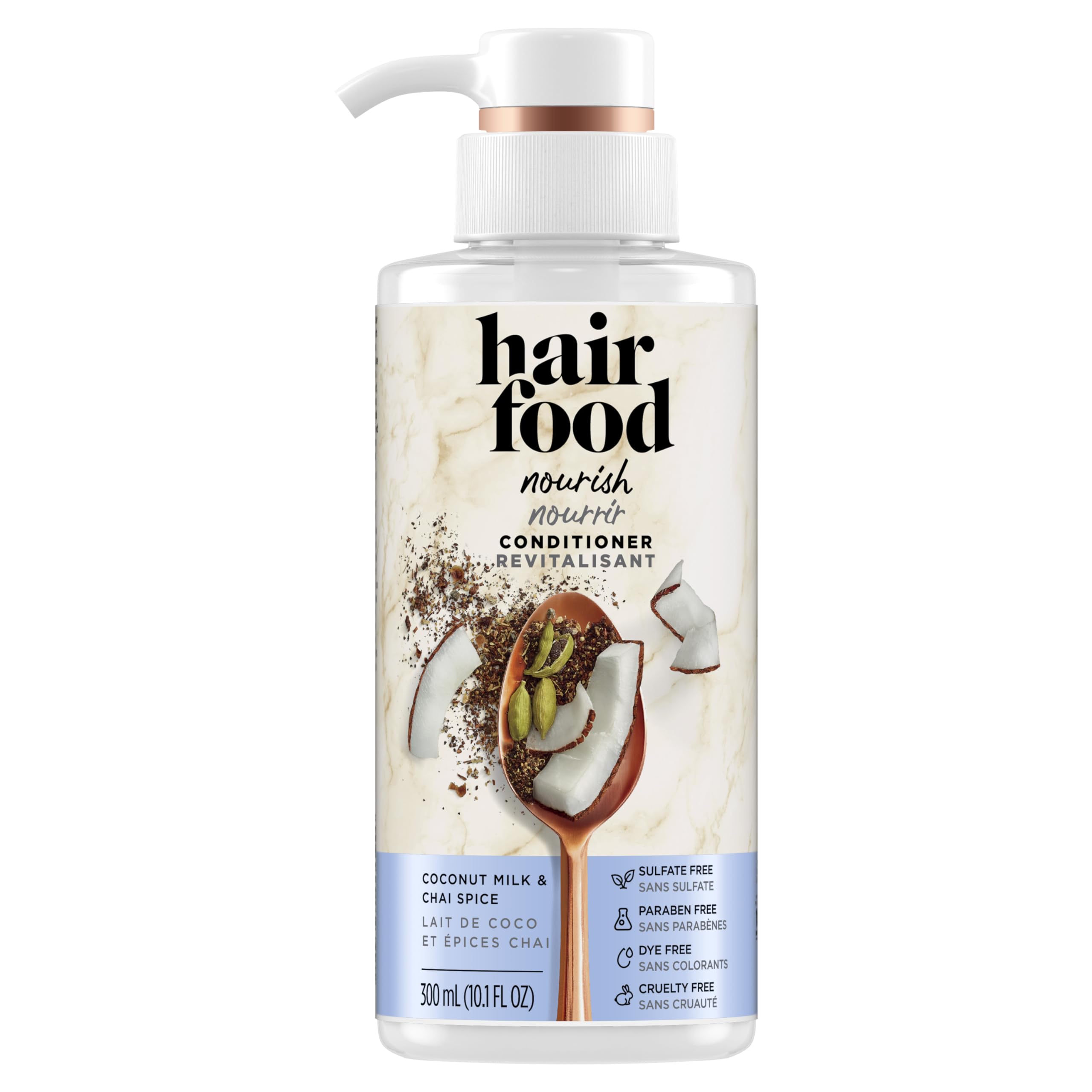 Hair Food conditioner packaging highlights sulfate-free, color-safe formula