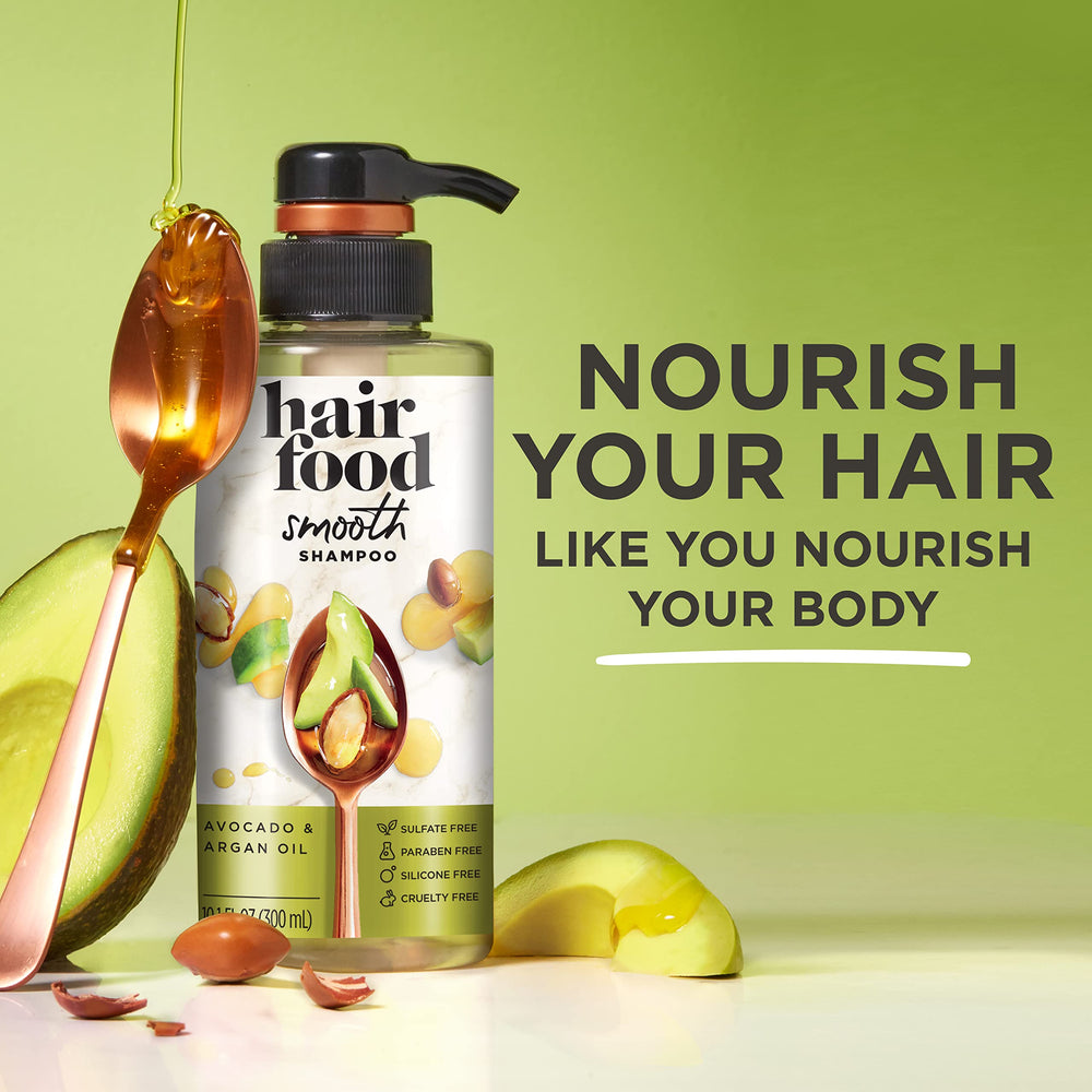 Hair Food Shampoo soft-touchable-hair model shows soft, manageable strands after wash.
