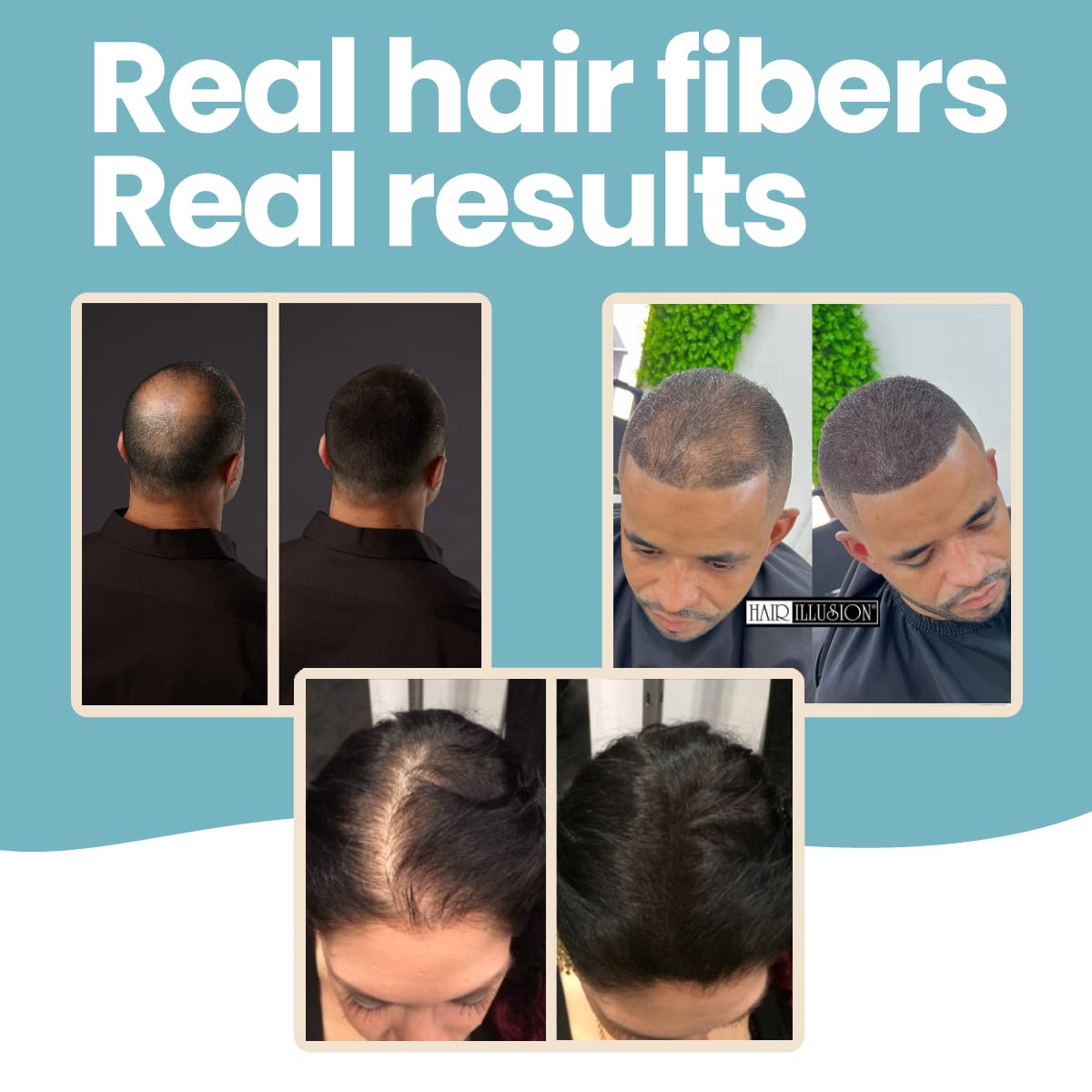 Hair Illusion Black fibers suitable for all hair types for thicker look