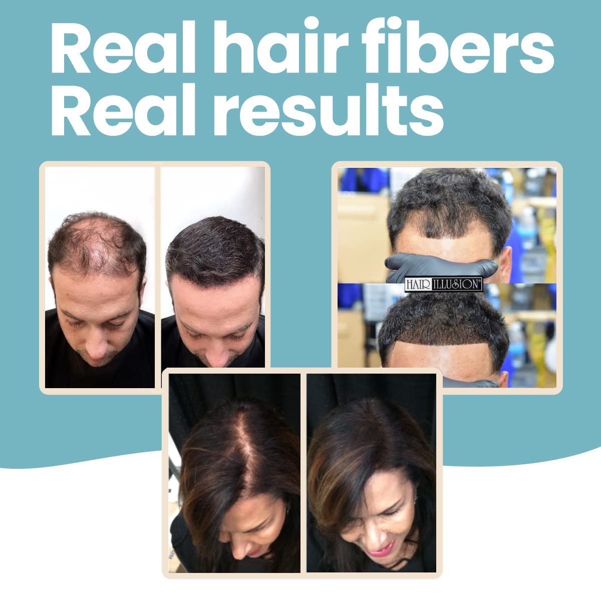 Hair Illusion dark brown fibers texture detail close-up for natural look