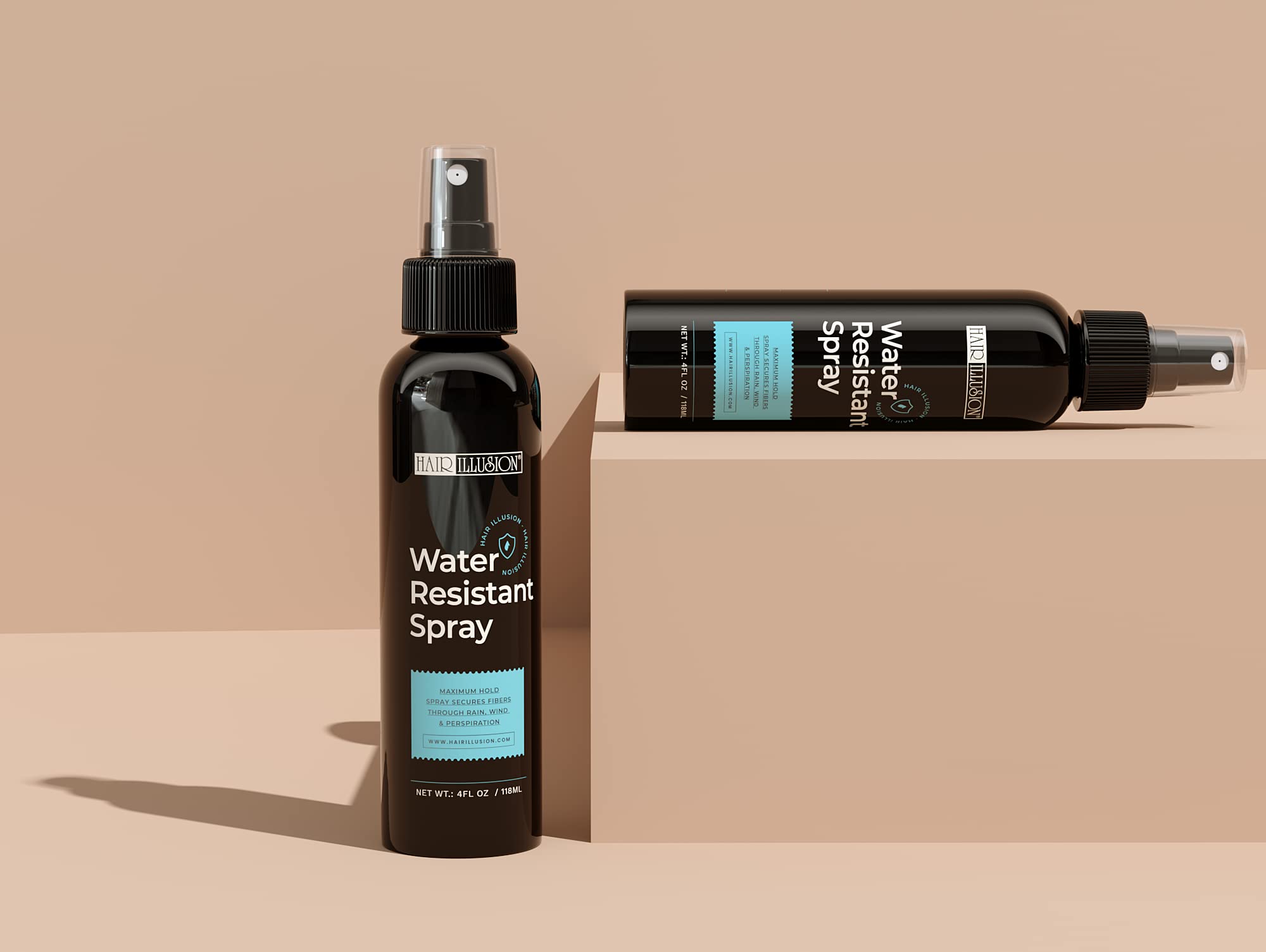 Hair Illusion easy-apply mist demonstrates quick styling touch-ups when on the go