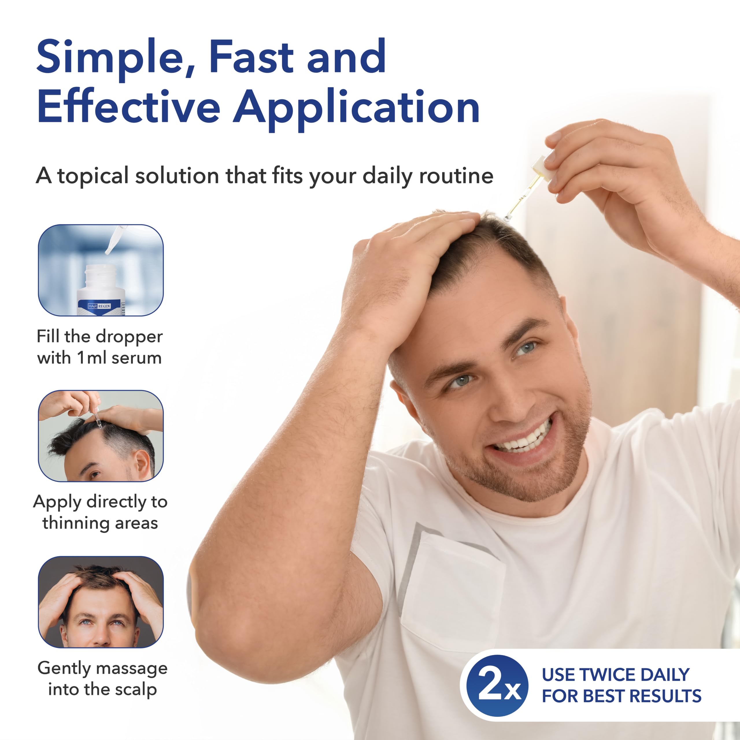 Hair Regen Minoxidil precision dropper enables targeted scalp application.