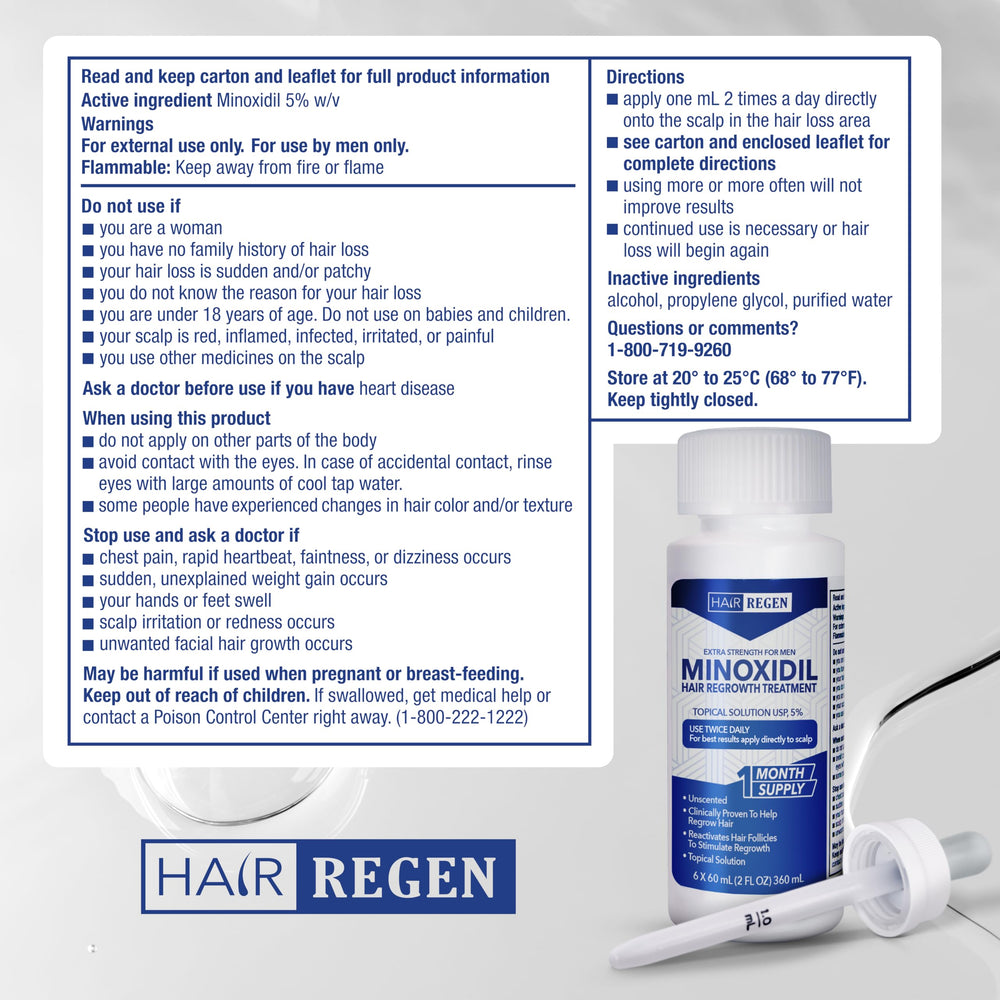 Hair Regen Minoxidil travel-ready kit fits gym bag.