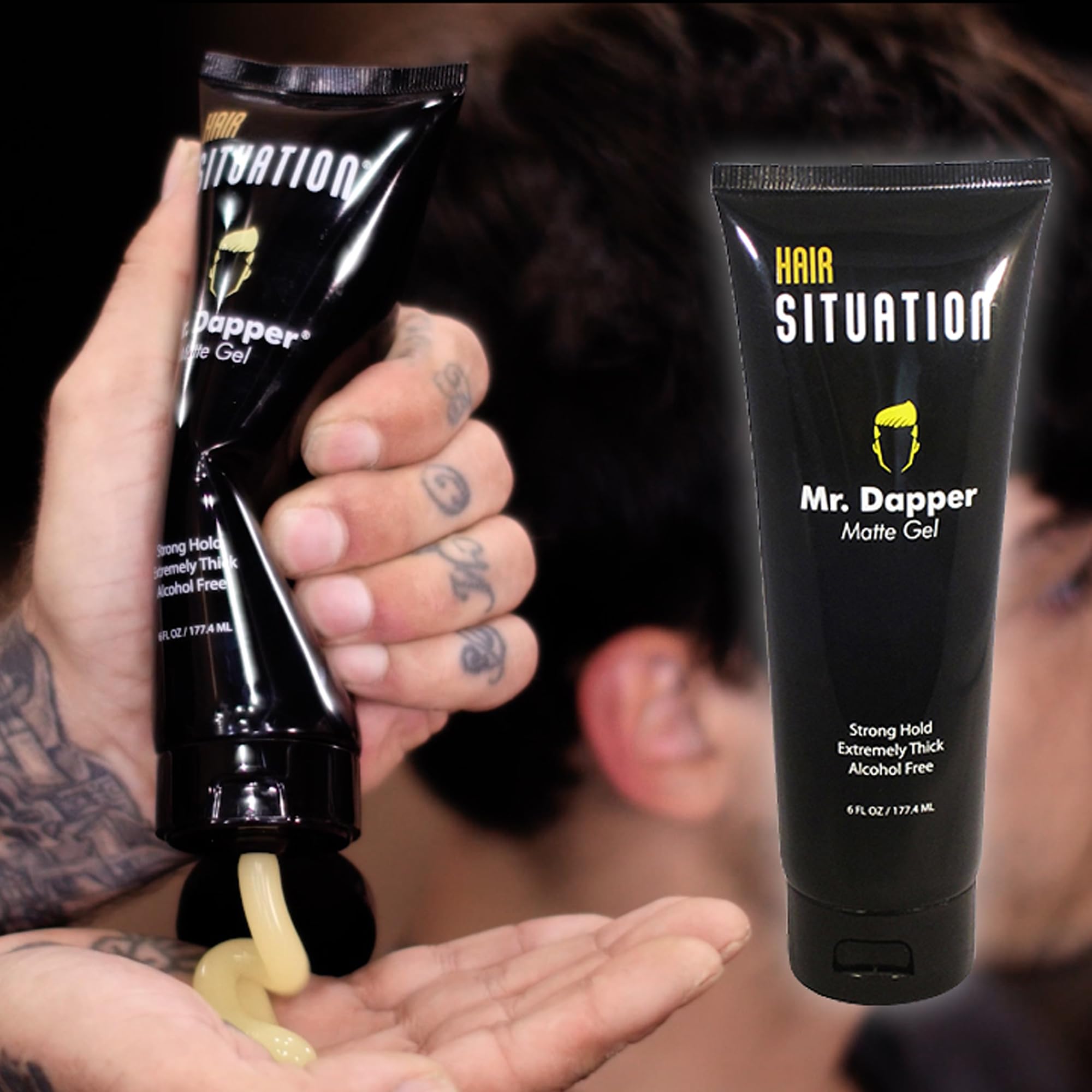 Hair Situation matte-look grooming on styled hair shows modern, low-shine finish.