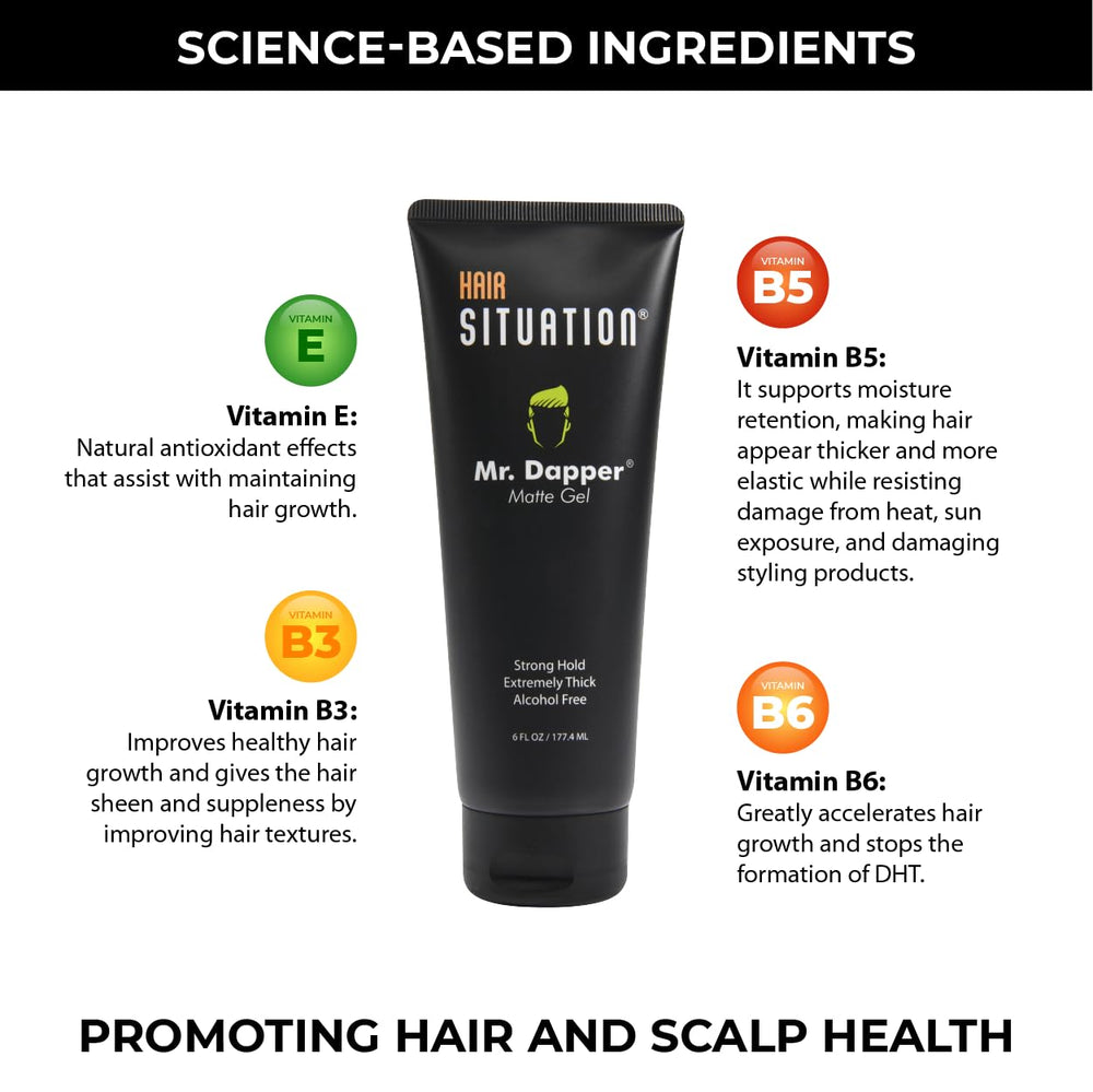 Hair Situation vitamin-enriched gel bottle emphasizes nourishing, hair-strengthening ingredients.