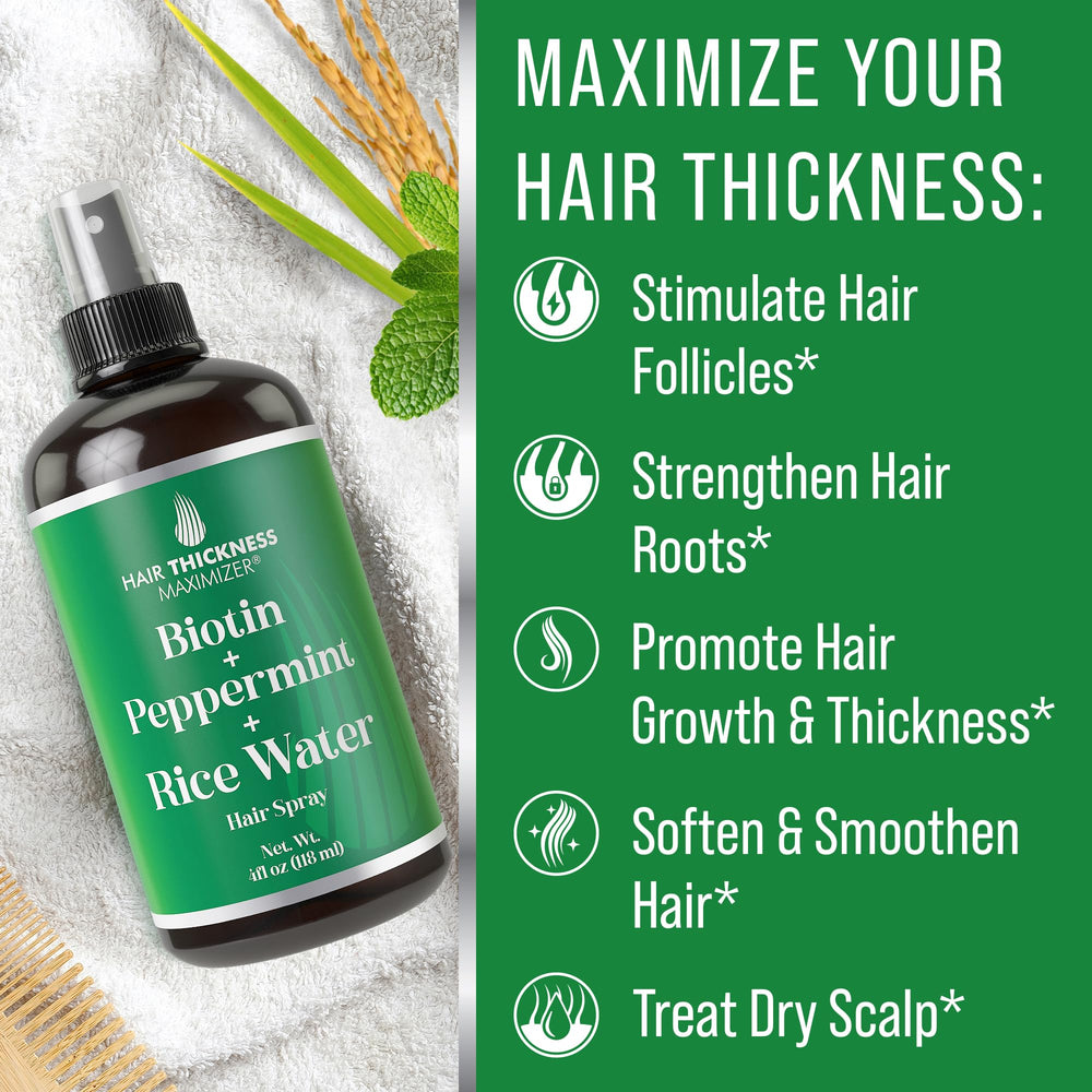 Hair Thickness Maximizer being sprayed on scalp demonstrates easy, quick application.