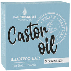 Hair Thickness Maximizer castor oil shampoo bar packaging highlighting plastic-free design for eco-conscious care