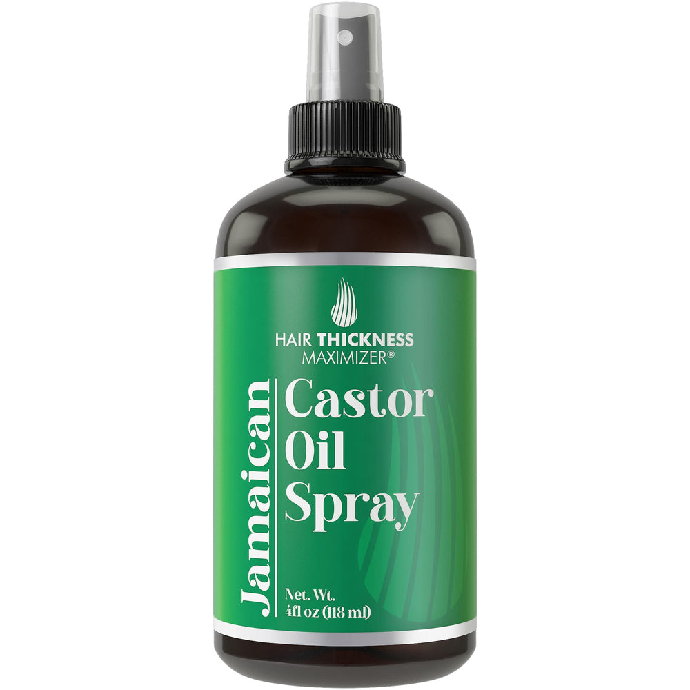 Hair Thickness Maximizer Jamaican Black Castor Oil Spray bottle ready for daily scalp nourishment.