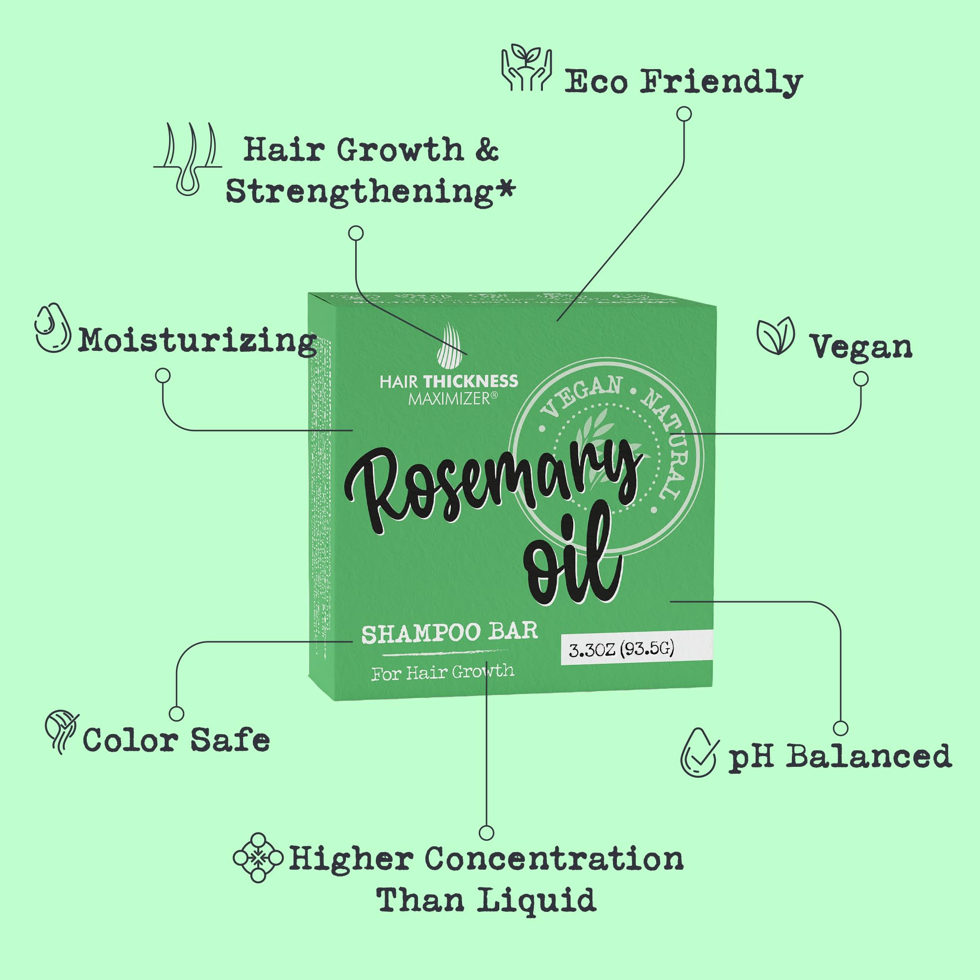 Hair Thickness Maximizer rosemary shampoo bar nourishes dry hair with essential oils.