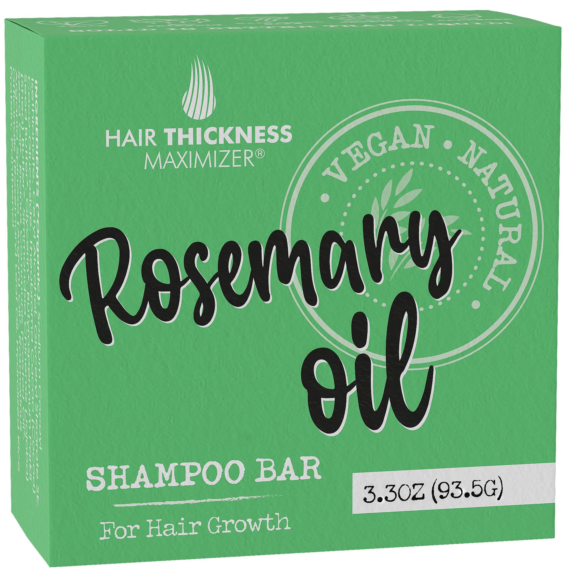 Hair Thickness Maximizer rosemary shampoo bar packaging highlights zero plastic and eco-friendly design.