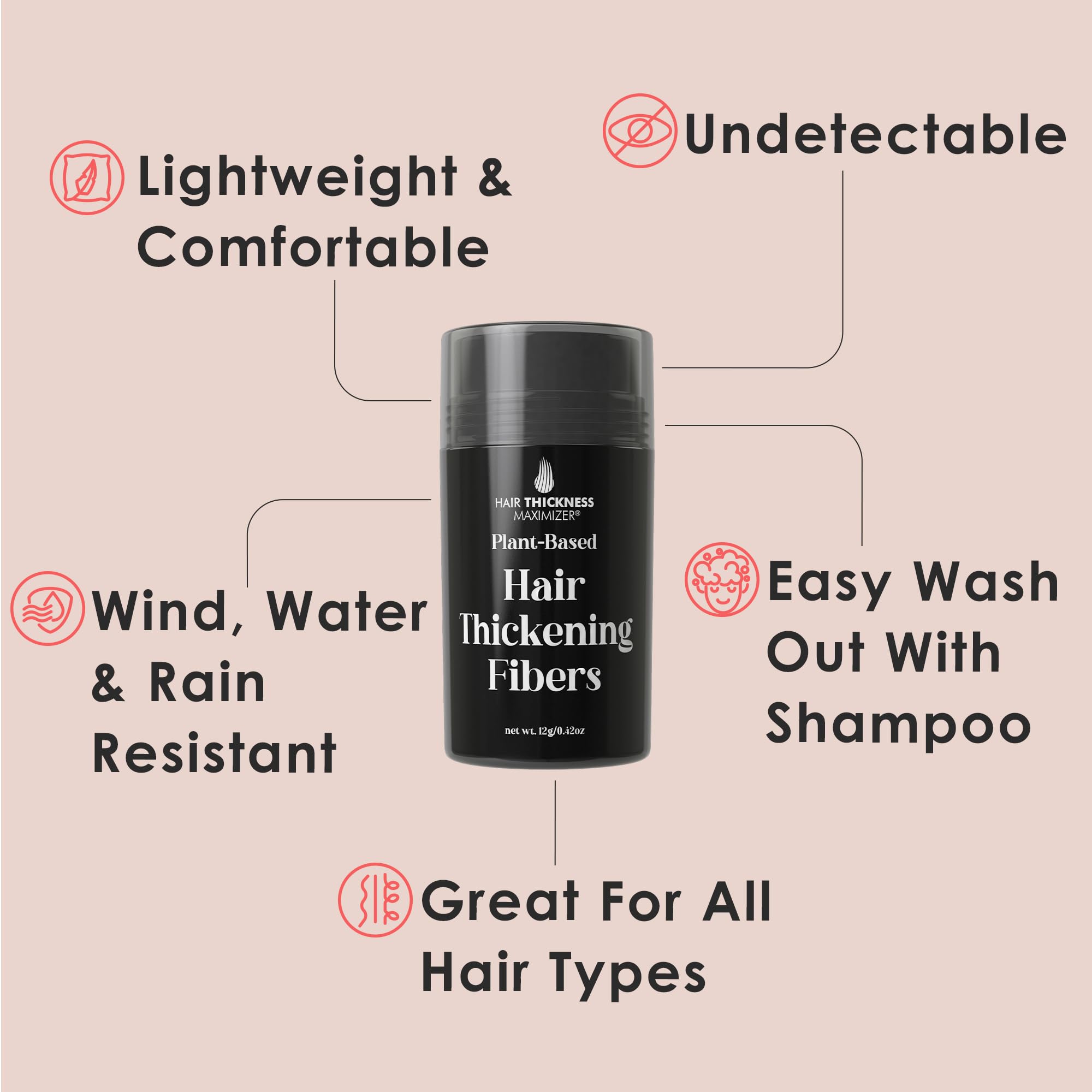 Hair Thickness Maximizer texture closeup shows natural-fiber detail blending with hair.