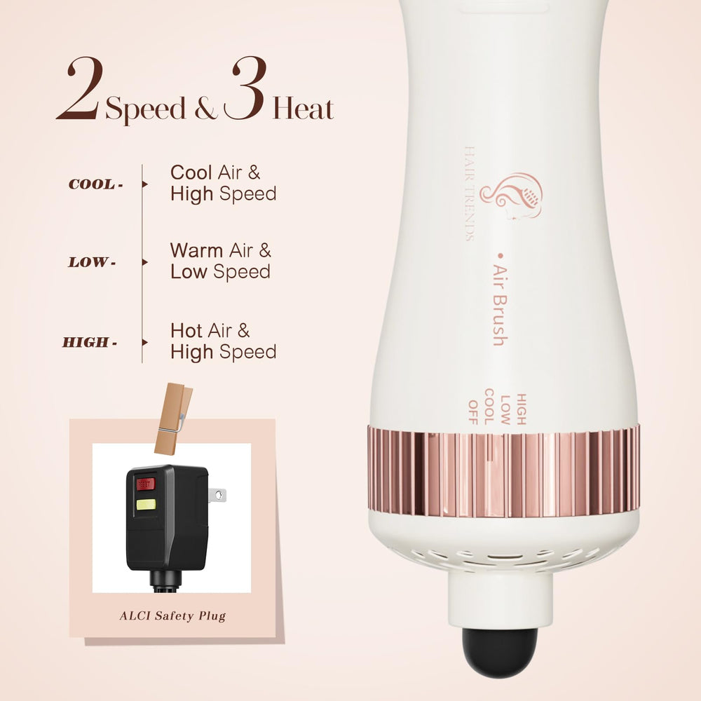 Hair Trends 4-in-1 function as dryer, styler, straightener, and brush.