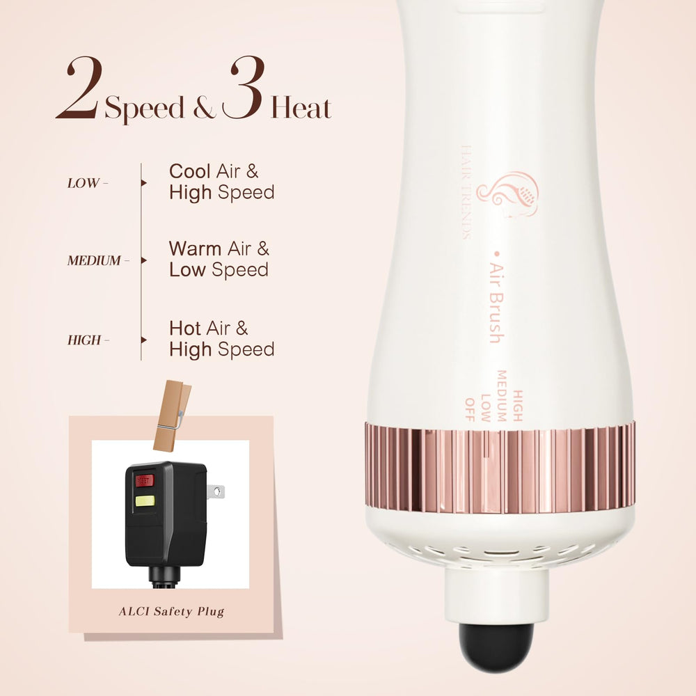 Hair Trends mini oval hot air brush in white rose gold for compact travel.