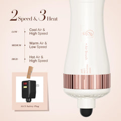 Hair Trends mini oval hot air brush in white rose gold for compact travel.