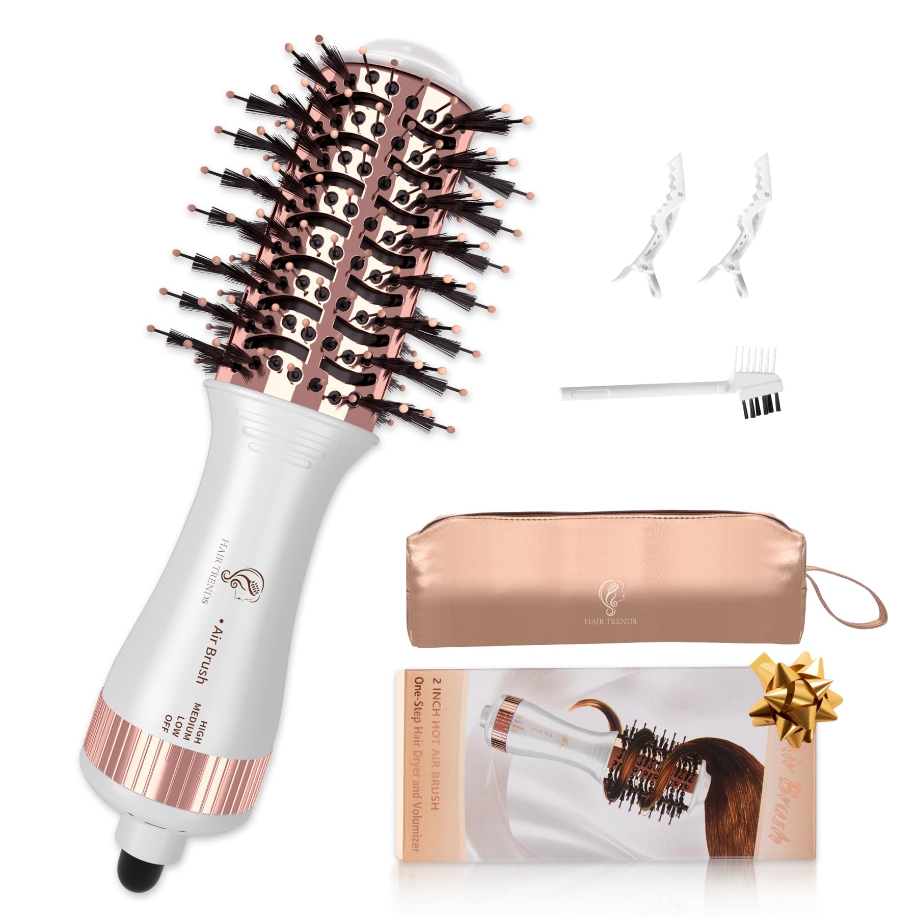 Hair Trends HB004 travel hair dryer brush 2 inch oval lifts roots for volume.