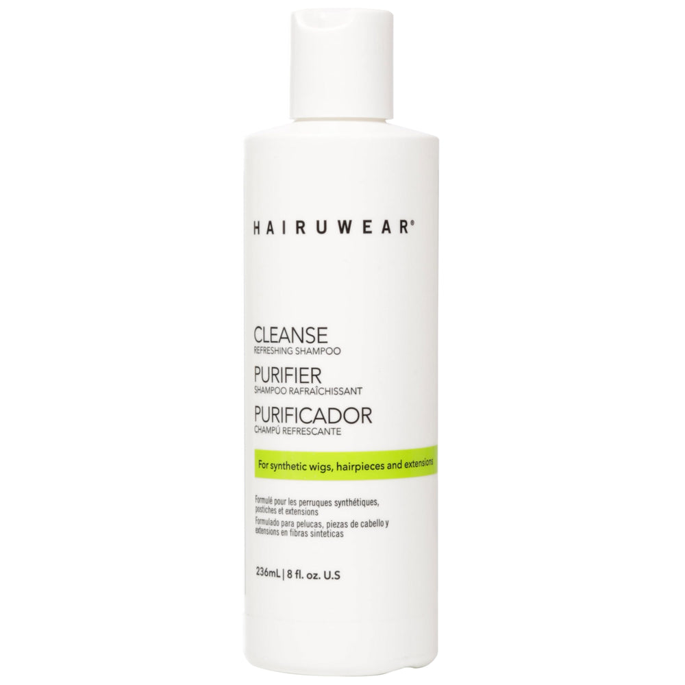 Hair U Wear Cleansing Shampoo bottle front view for gentle cleansing of synthetic wigs