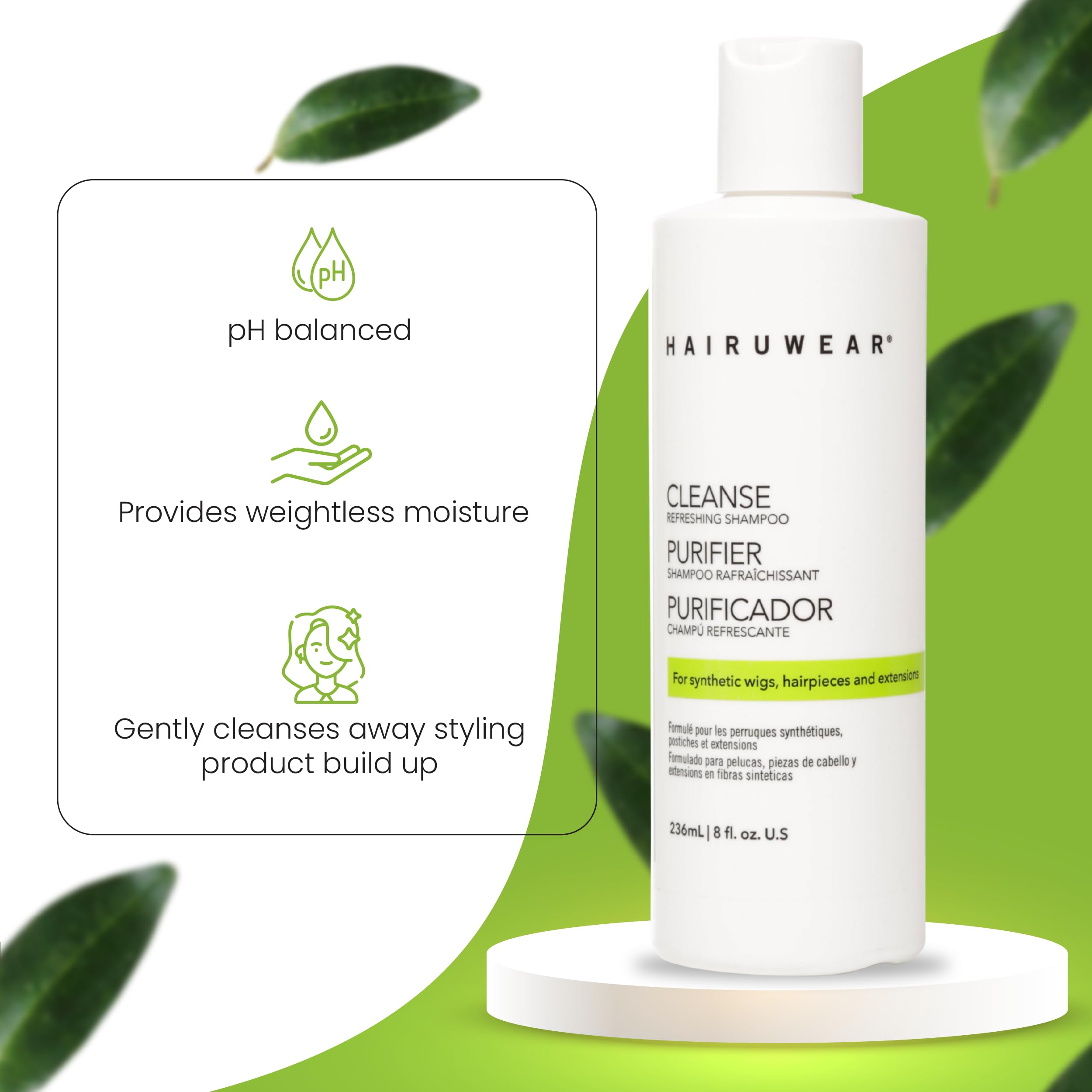 Hair U Wear Cleansing Shampoo foamy lather shows weightless moisture for wigs