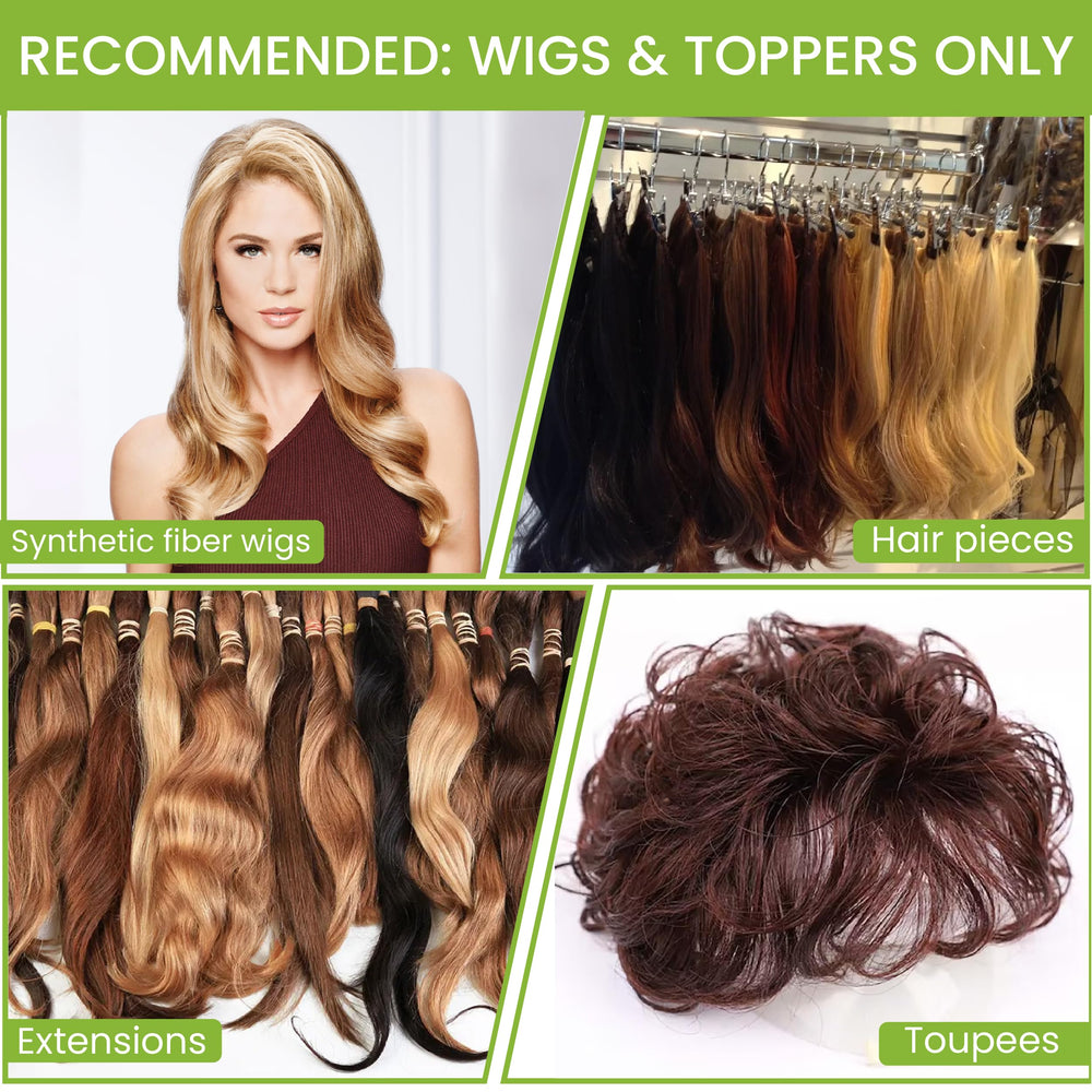 Hair U Wear wig care setup with synthetic wig during cleansing, suitable for salon and home use