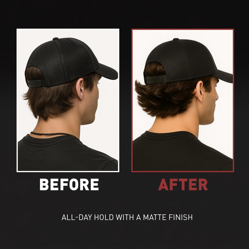 Hair Craft Co. CRVFT Hair Clay matte finish on hair for natural look.