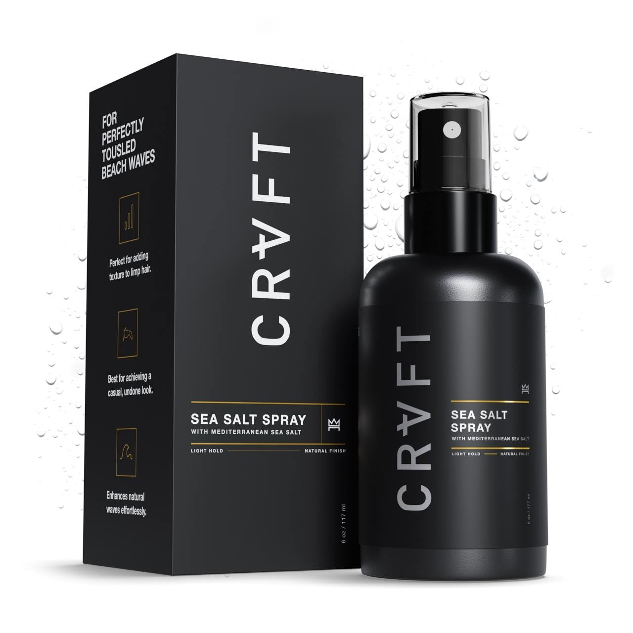 Hair Craft Co. CRVFT Sea Salt Spray bottle 6oz for beachy texture and natural finish.