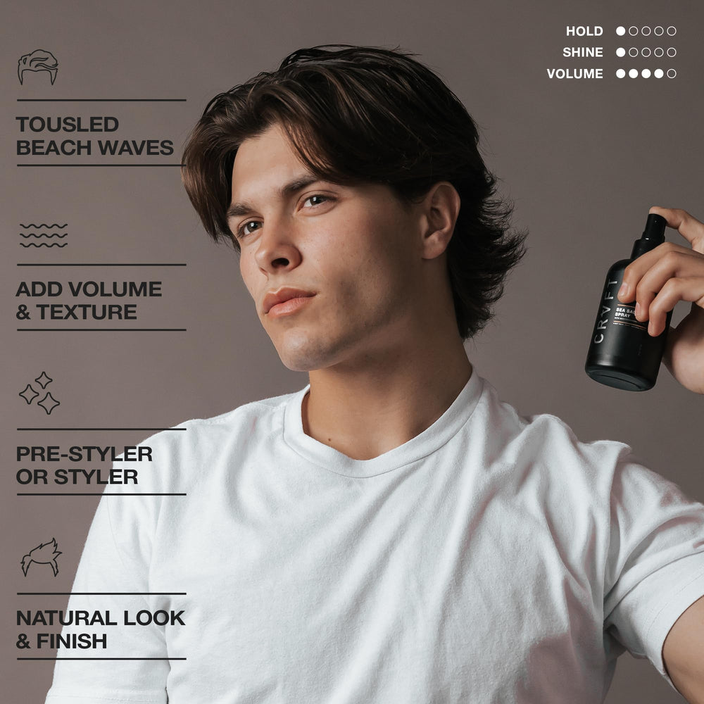 Hair Craft Co. CRVFT Sea Salt Spray boosts volume and lift at roots.