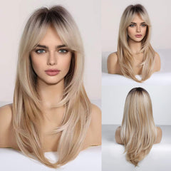 HAIRCUBE Blonde Long Curly Wig front view for daily styling and confidence.