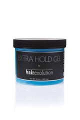 Hairevolution Extra Hold gel bottle offers strong hold without alcohol for scalp comfort.