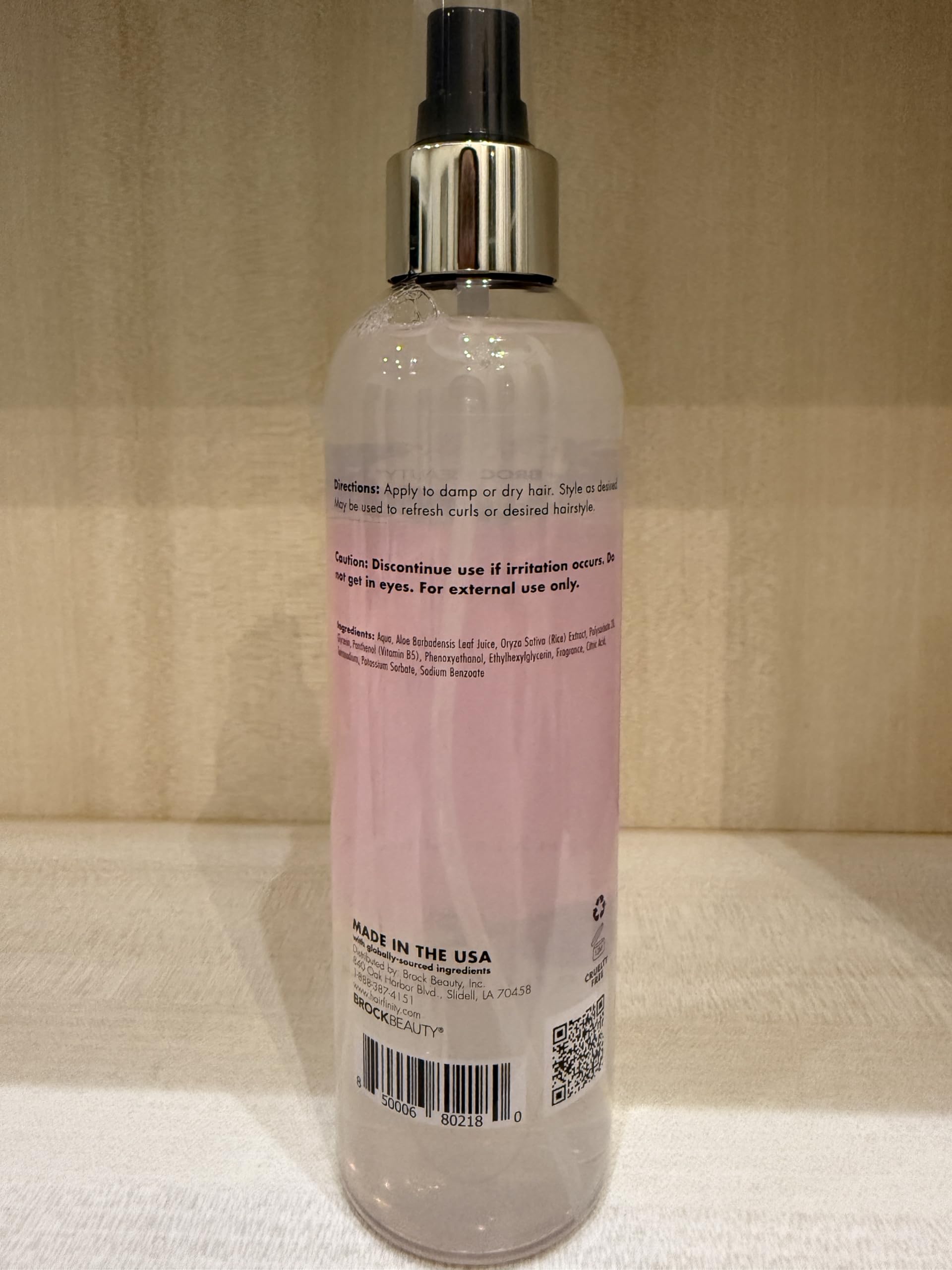 Hairfinity Rice Water Hair Mist on color-treated keratin-treated hair with care