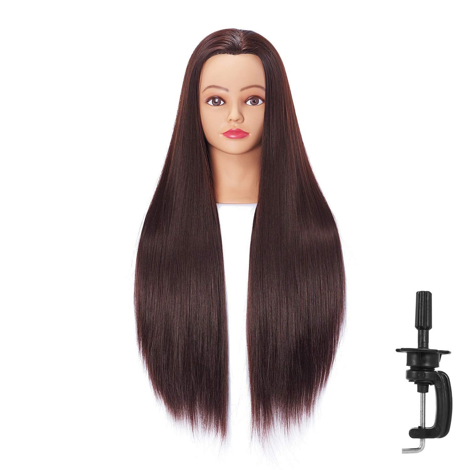 Hairingrid dark brown hair detail on training head.