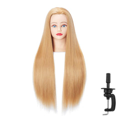 Hairingrid 26-28 inch training head shows long synthetic fiber hair.