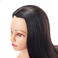 Hairingrid mannequin head in black shows salon-ready appearance