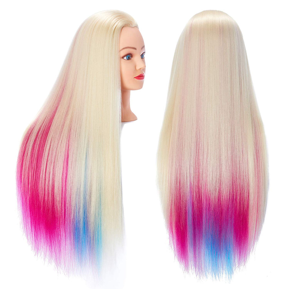 Hairingrid mannequin head with colorful hair for styling practice and color demos