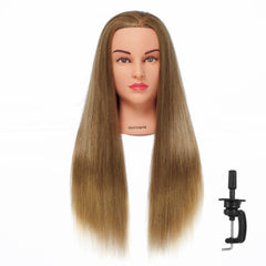 Hairingrid mannequin head front view in golden brown ideal for styling practice