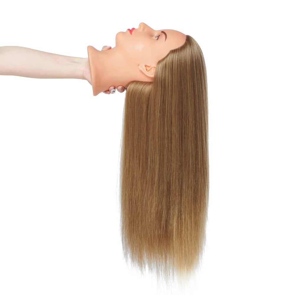 Hairingrid mannequin head side view emphasizes natural golden-brown color for color work