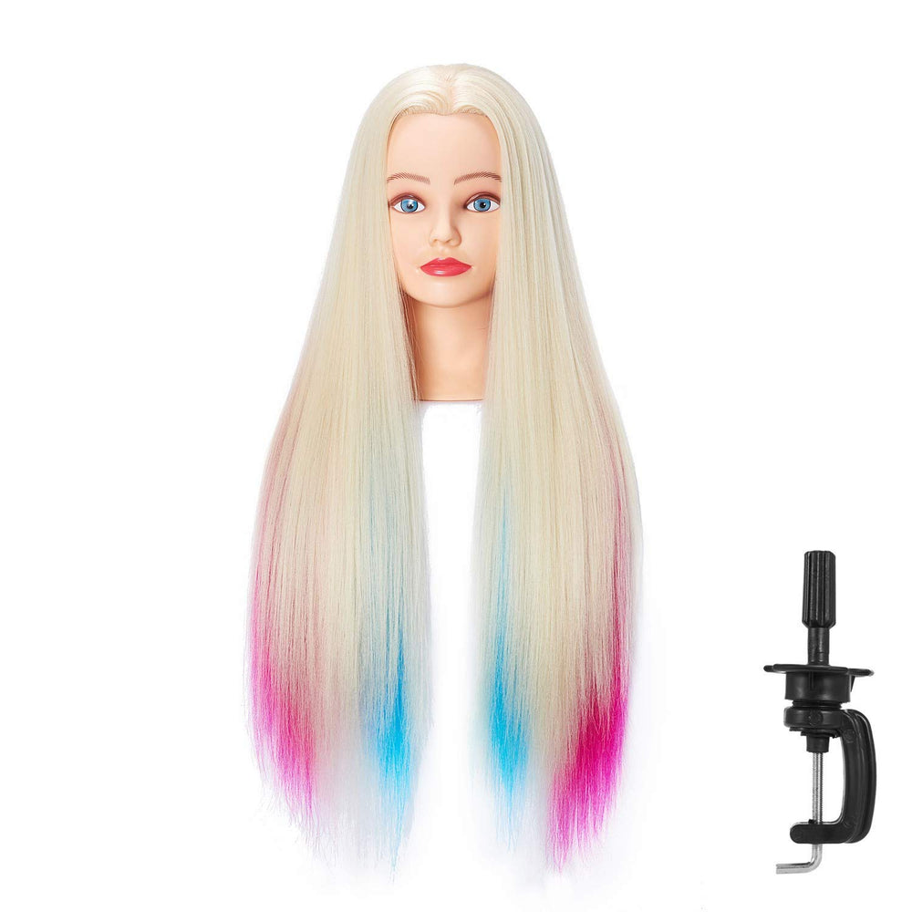 Hairingrid mannequin head side view with colorful hair ideal for braiding practice