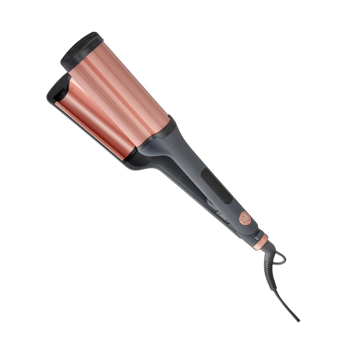 Hairitage Catch The Wave Iron front view with pink 3-barrel design for quick waves.