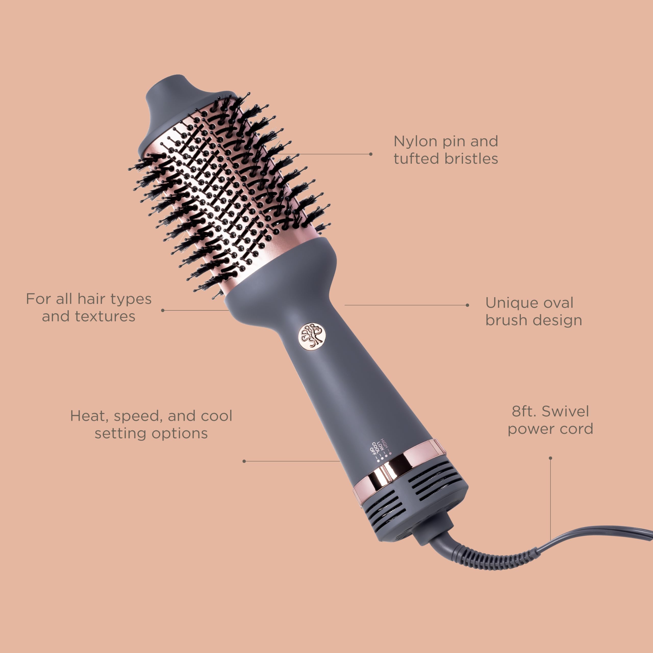 Hairitage Ceramic Tourmaline Technology evenly distributes heat for reduced frizz and shine.