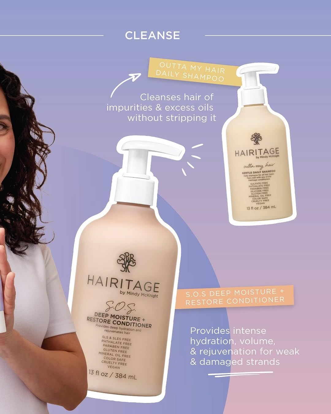Hairitage Gentle Daily Moisture Conditioner bottle for deep hydration and frizz control