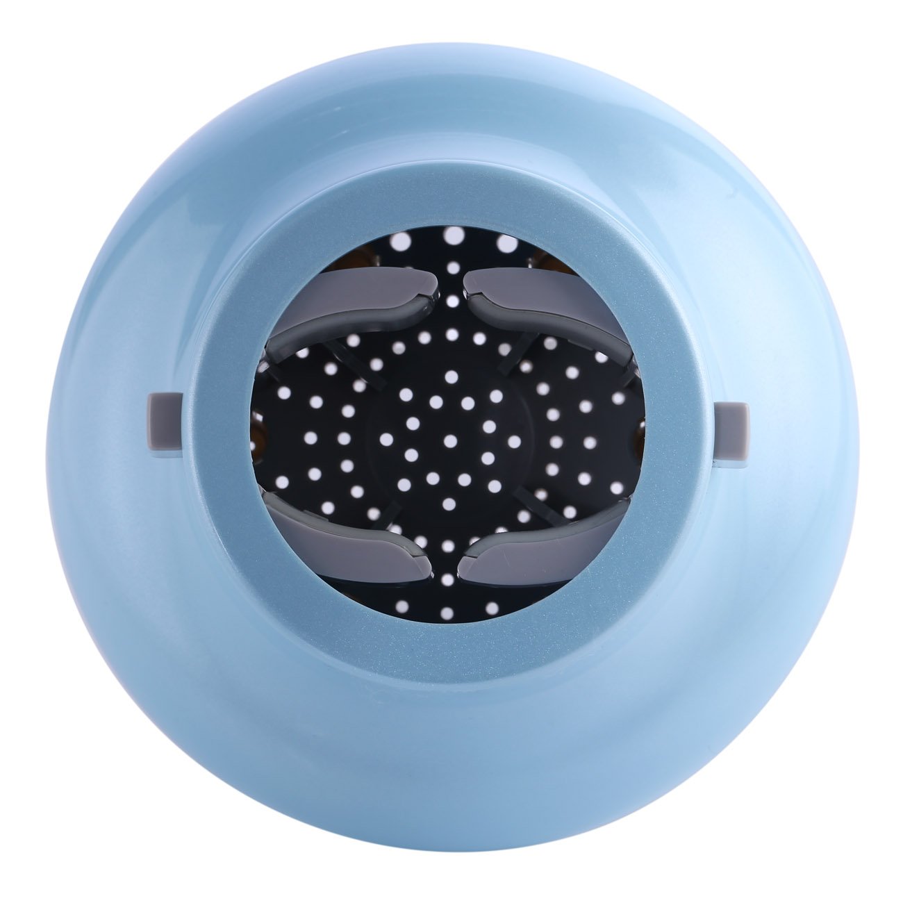 Hairizone diffuser blue in-use curly hair demonstrates frizz reduction and defined waves.