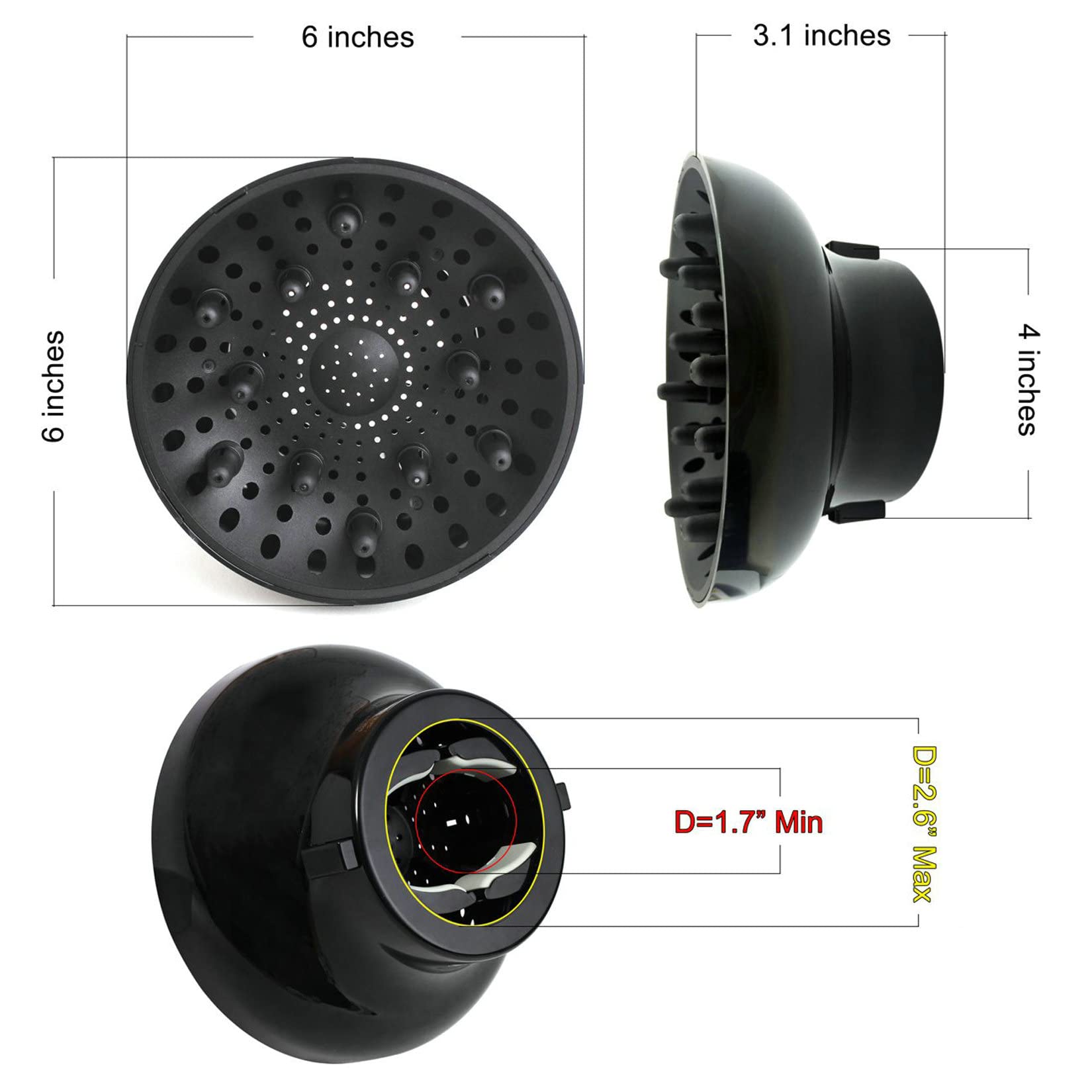 Hairizone patented lockable buttons diffuser highlights quick setup during styling