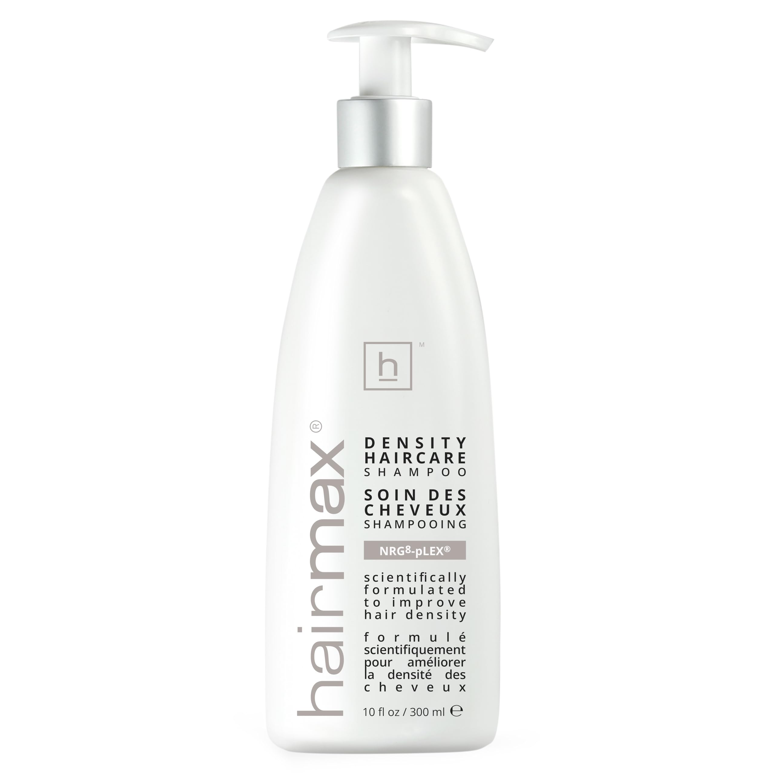 HairMax Density Shampoo bottle highlights thinning-hair solution for a fuller look.