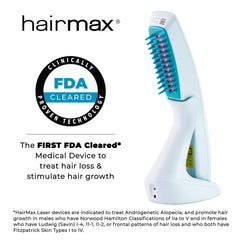 HairMax Ultima 12 Classic charging cradle keeps the device ready for use.