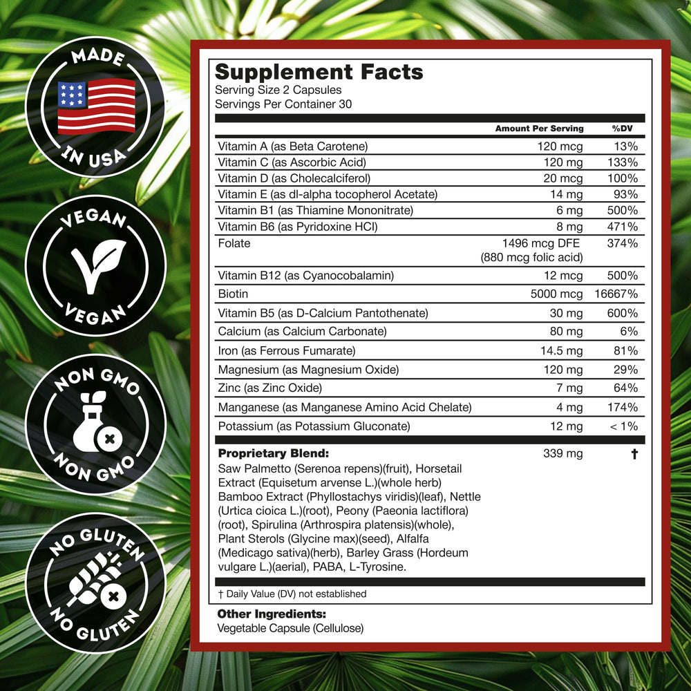 Hairo Nutrition DHT Blocker capsules close-up for easy daily use.